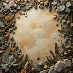 Nature background featuring earthy tones,botanical elements,and organic textures