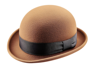 brown bowler hat on Transparent Background 