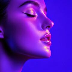 Woman with neon skin