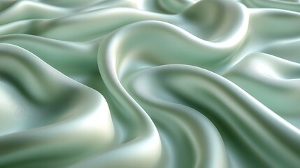 Obraz premium A silky texture in shades of soft mint green and white, with gentle ripples and folds that create a fresh and calming atmosphere,