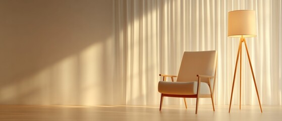 Relaxing interior with chair and lamp