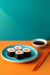 sushi with chopsticks