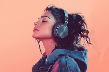 young woman listening to music