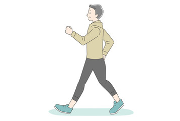 ウォーキングする中年男性のイラスト