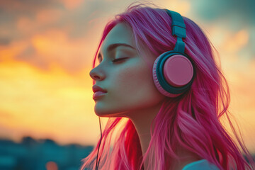 woman listening to music