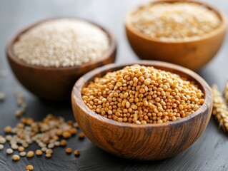 Bowls of various grains