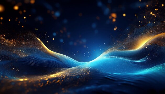Dark blue and glow particle abstract background.