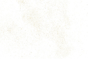 Gold texture pattern on transparent background. Old paper surface. Light golden confetti. Yellow Illustration backdrop. PNG design element.