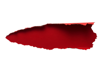 Vibrant Red Torn Paper with Textured Surface and Natural Edges, Ideal for Creative Background or Unique Design Element in Various Projects