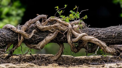 Nature's twisted roots forest floor close-up photography lush environment ground level organic growth