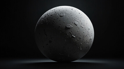 白い球体が黒い背景に浮かび上がる画像
