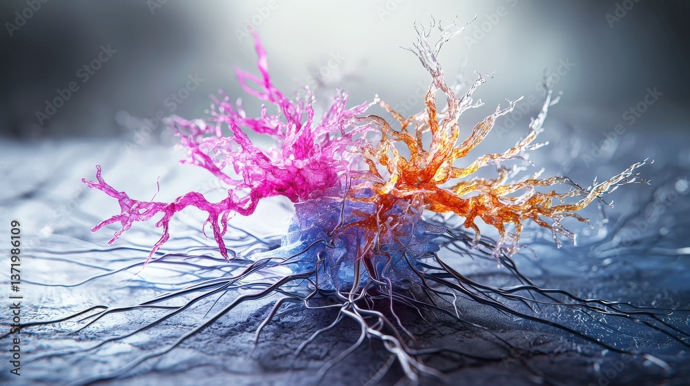 Aufkleber Colorful abstract structure evolving in a digital environment artistic concept macro view science theme