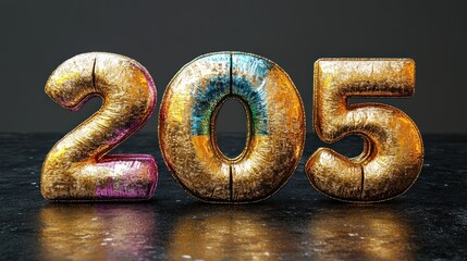 3D Rendered, Metallic, 205, Futuristic Number, Dark Background