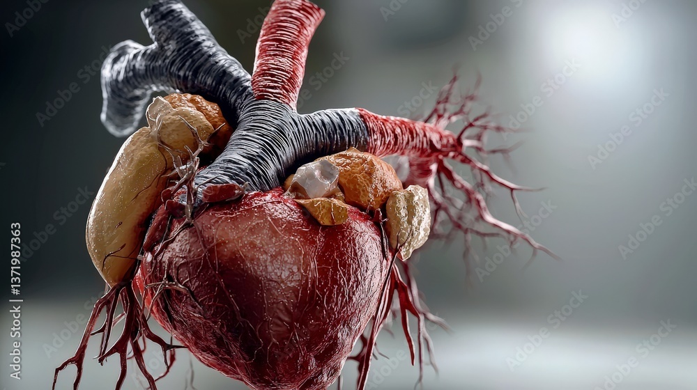 Poster analyzing the human heart model medical laboratory 3d rendering educational environment close-up vie