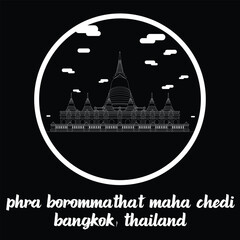 Circle Icon Phra Borommathat Maha Chedi. Vector illustration
