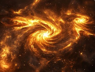 High-detail abstract space scene with turbulent swirls of nebulae, radiant auroras, and tiny galaxies illuminated by scattered starlight