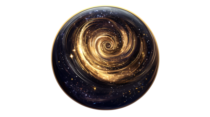 A board game token featuring a celestial orb with swirling galaxies and tiny star details, set against a white background, high resolution PNG
