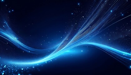 Obraz premium Dark blue and glow particle abstract background.