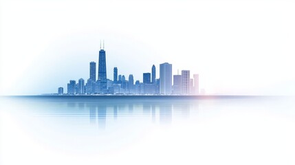 Obraz premium Spectacular nighttime city skyline reflected in calm water, urban masterpiece
