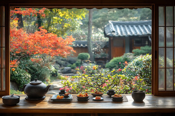 Fototapeta premium traditional korean tea ceremony: a serene moment