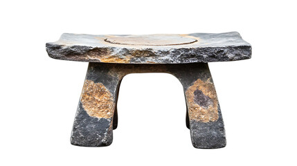 A stone lantern that doubles as a small table with a flat top for placing small items, made from natural stone, isolated on white background, high-quality PNG output