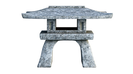 A stone lantern table with a flat top for small garden decor, crafted from natural granite, standalone on white, background