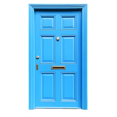 Bright blue closed door on Transparent Background 