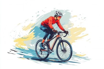 Fototapeta premium Man riding a bicycle, enjoying the freedom of cycling in a dynamic sport setting