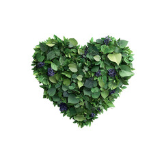 earth day concept in paper cut style Heart-shaped arrangement of green leaves on a black background.