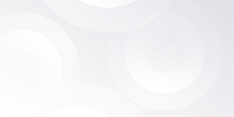 White background with white circle lines digital future simple abstract modern design