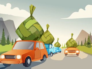 Cars are leaving for their hometowns during Eid al-Fitr. The tradition of returning to one's hometown is a tradition of Muslims in Indonesia every time Eid al-Fitr arrives.
