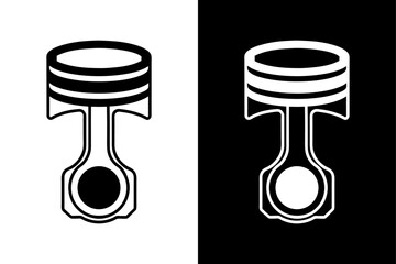 Engine Piston Silhouette Vector  High-Quality Black & White Icon.