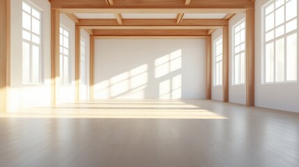 Fototapeta premium empty room, wooden beams