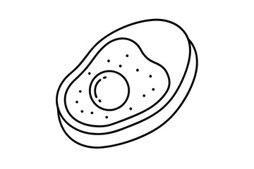 Line Art Avocado Half, Pitted, Ripe, Healthy, Food, Illustration, Drawing, Organic, Graphic, Design