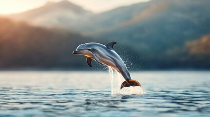 Fototapeta premium Dolphin leaping in ocean