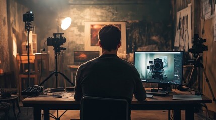 A videographer working in a creative studio