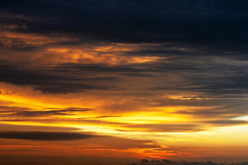 Sunset view from Bukit Kokol, Sabah Malaysia. Nature and landscape concept