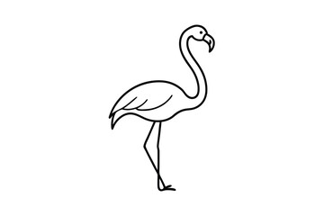 Elegant Flamingo Line Art Simple Bird Drawing Illustration