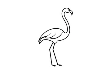 Obraz premium Elegant Flamingo Line Art Bird, Nature, Wildlife, Vector, Graphic, Design, Illustration, Animal, Ske