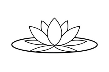 Water Lily Pond Simple Line Art Botanical Illustration
