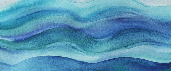 Abstract wave hand painted watercolor background