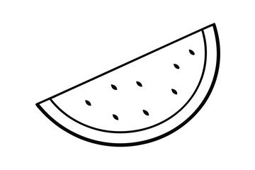 Summer Watermelon Slice Simple Black Line Drawing Illustration