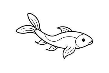 Cute Cartoon Koi Fish Outline, Simple Line Drawing, Coloring Page