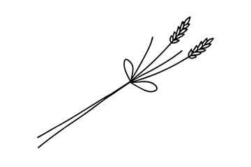 Simple Line Drawing of Two Wheat Stalks Tied Together