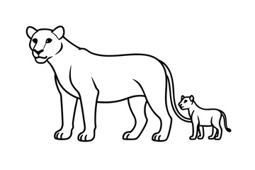 Lioness and Cub African Wildlife, Motherhood, Pride, Nature, Drawing