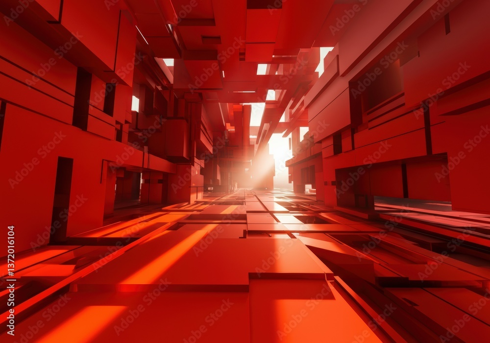 Aufkleber abstract red geometric structures creating a dynamic and vibrant environment