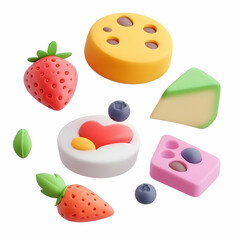 Fototapeta premium 3D Food Icon Set – Tasty and Realistic