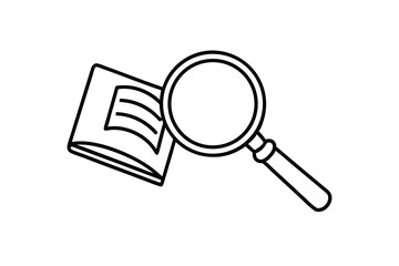 Magnifying Glass Examining Book Research, Study, Learning, Knowledge