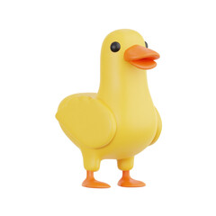 Yellow Duck Standing Upright in 3D Illustration