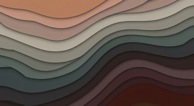 Abstract layers of earth tone waves create a geological pattern
